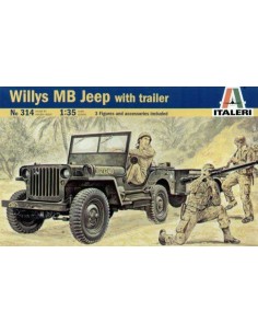 Italeri 314 1/35 Scale Military Model Kit WWII U.S Willys MB Jeep with Trailer - LCDP - Radiocommande.fr